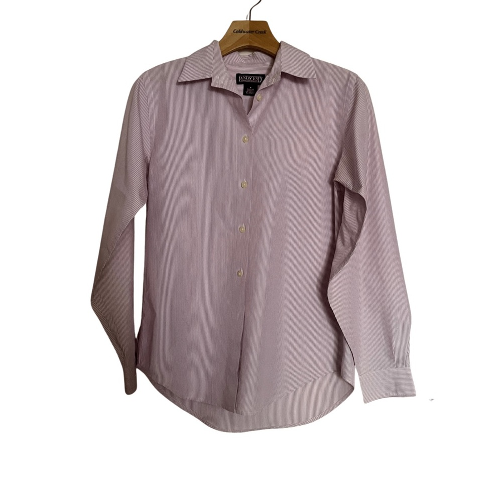 Lands End Mauve/pink pinstripe button-down shirt size 4 women